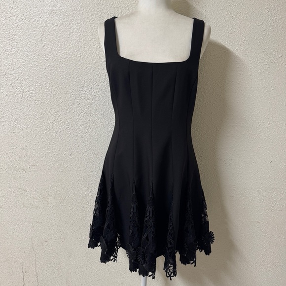 Milly Ariel Cady 3D Lace Combo Square neck  Dress sz 8 - Picture 1 of 11